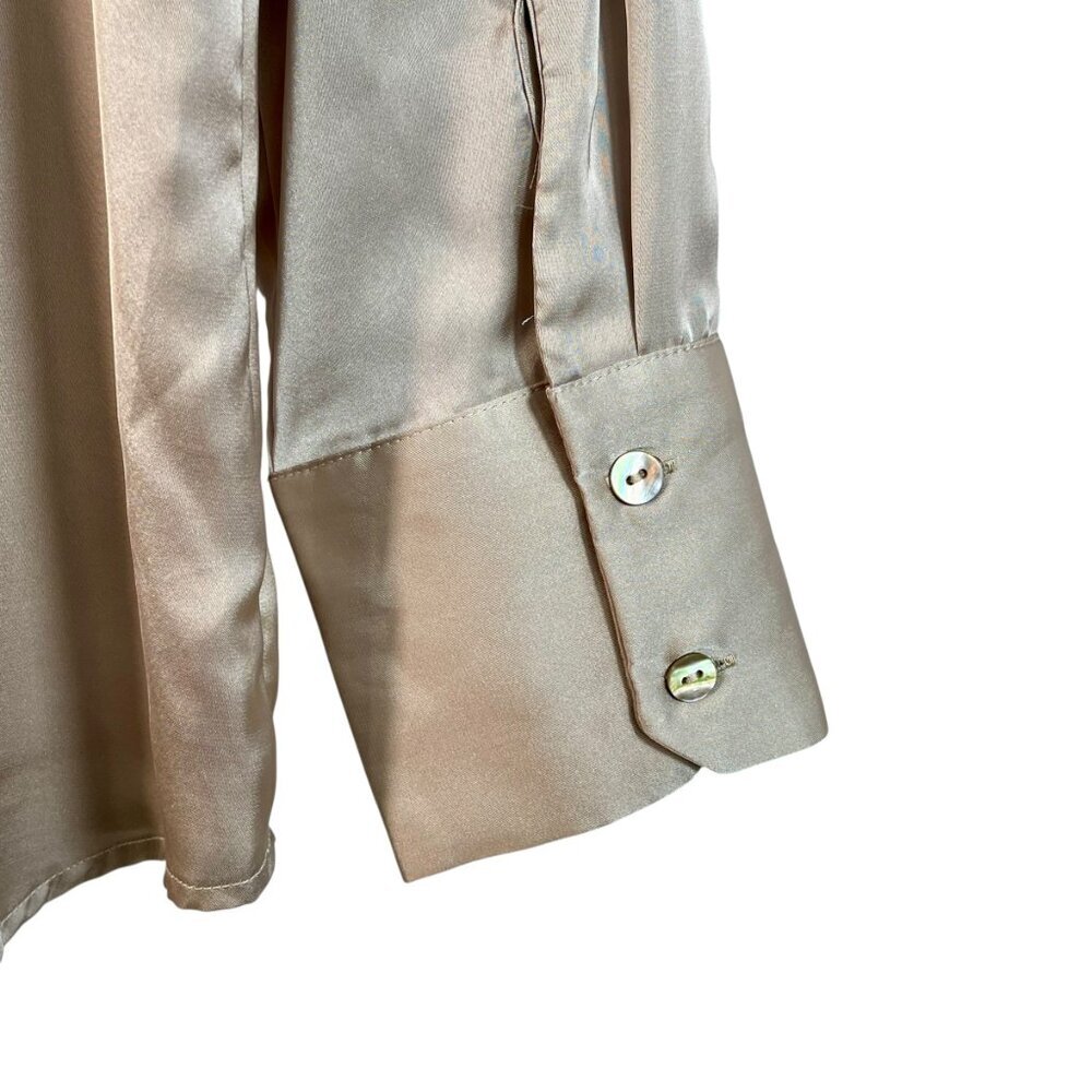 Philosophy Republic Clothing Champagne Satin Blouse M Mother-of-Pearl - Picture 6 of 10